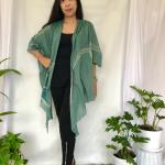 vestes kimono vertes à motif tie-dye pour femme 