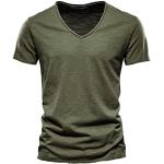 T-shirts col V verts à manches courtes à col en V Taille 3 XL plus size look fashion pour homme 