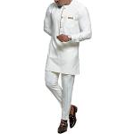 Chemises fashion de mariage blanches imprimé africain en coton mélangé à motif Afrique à manches longues Taille XL style ethnique 