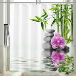 Rideaux de douche vert d'eau inspirations zen 200x240 look asiatique 