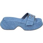 Escarpins Vic Matie bleus en cuir en cuir à bouts carrés Pointure 40 avec un talon entre 5 et 7cm pour femme 
