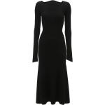 Robes en laine Victoria Beckham noires mi-longues à manches longues à col rond pour femme 