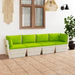 Salons de jardin VidaXL verts en épicéa avec coussins 4 places rustiques 