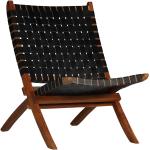Chaises en bois VidaXL noires en cuir pliables rustiques 