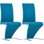 Chaises design VidaXL bleues en cuir synthétique en lot de 2 modernes 