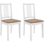 Chaises en bois VidaXL blanches en bois avec coussins en lot de 2 modernes 