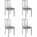 Chaises en bois VidaXL grises en bois avec coussins en lot de 4 modernes 