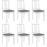 Chaises en bois VidaXL blanches en bois avec coussins en lot de 6 modernes 