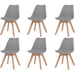 Chaises en plastique VidaXL grises en cuir synthétique avec dossier en lot de 6 modernes 