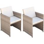 Chaises de jardin design VidaXL blanches en résine avec coussins 