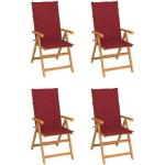Chaises de jardin en bois VidaXL rouge bordeaux en teck avec coussins 