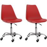 Chaises de cuisine VidaXL rouges en cuir synthétique à hauteur réglable en lot de 2 modernes 