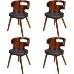 Chaises en bois VidaXL bronze en cuir synthétique en lot de 4 
