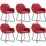 Chaises de cuisine VidaXL rouge bordeaux en tissu en lot de 6 modernes 