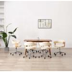 Chaises en bois VidaXL blanc crème en cuir synthétique en lot de 6 contemporaines 