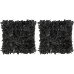 Coussins en cuir VidaXL noirs en cuir 45x45 cm 