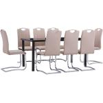 Tables de salle à manger design VidaXL gris acier en cuir synthétique enduites modernes 