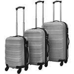 vidaXL Hardcase Lot de 3 valises de rangement portables verrouillables et légères avec 4 roulettes à 360 degrés Argenté