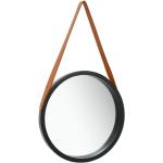 Miroirs muraux marron en bois de Paulownia diamètre 40 cm modernes 
