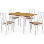 Tables de salle à manger design VidaXL blanc crème en hévéa extensibles 