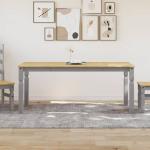 Tables de salle à manger VidaXL grises en bois massif minimalistes 