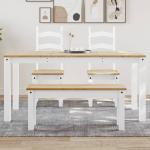 Tables de salle à manger VidaXL blanches en bois massif Pays minimalistes 