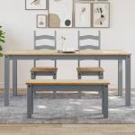 Tables de salle à manger VidaXL grises en bois massif Pays minimalistes 