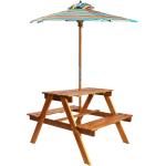 vidaXL Table à pique-nique et parasol enfants 79x90x60cm Acacia solide