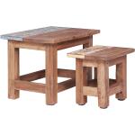 Tables d'appoint VidaXL marron en bois massif rustiques 
