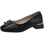 Chaussures casual noires en cuir synthétique à strass respirantes à bouts carrés pour pieds larges Pointure 40 plus size classiques pour femme 