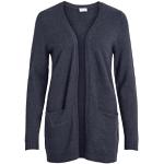 VILA Clothes Viril L/s Open Knit Cardigan-Noos, Gilet Femme, Bleu (Total Eclipse Detail: Melange), 40 (Taille Fabricant: Medium)