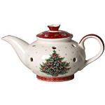 Villeroy & Boch - Toy's Delight Decoration support pour bougie chauffe-plat en forme de cafetière, décoration de Noël en porcelaine premium, blanc, rouge