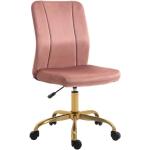 Chaise de bureau style Art déco hauteur réglable pivotante 360° - Vinsetto - Rose poudré - Piètement métal doré