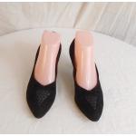 Chaussures noires en daim en cuir look vintage pour femme 