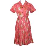 Robes vintage roses en polyester à motif Berlin midi à manches courtes look vintage pour femme 