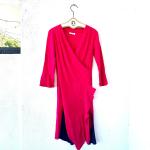 Vintage 70S 80S Asian Silk Drapery Ruffle Flapper Red Pink Dress