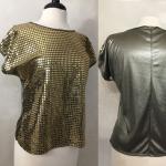 Chemises vintage dorées à sequins à motif USA pour femme 