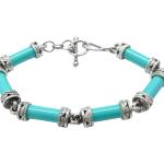 Bracelets turquoise en argent gravés look vintage 