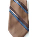 Cravates en soie marron à rayures en polyester Taille L look vintage pour homme 