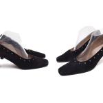 Chaussures noires en cuir à strass en cuir Pointure 41 look vintage pour femme 