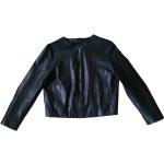 Vestes d'hiver noires en cuir made in France à col rond Taille L pour femme 