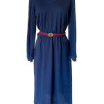 Robes en laine bleu marine en laine à manches longues Taille L look vintage pour femme 