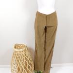 Pantalons taille haute marron en daim stretch Taille XL look vintage pour femme 