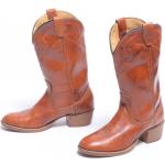Bottes cowboy & Bottes western marron en cuir look vintage pour femme 