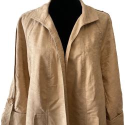 Vintage Beige Linen Cotton Spring Fall Duster Trench Coat-Vintage Taille M/L Jacket-Beige Womens Jacket