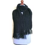 Foulards pour fêtes de Noël noirs en laine à franges Taille L look vintage 