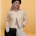 Blazers vintage blanc crème en laine à motif USA pour femme 