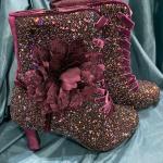 Low boots violettes à sequins pour femme 