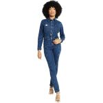 Combinaisons en jean bleus foncé en coton délavées look vintage pour femme 