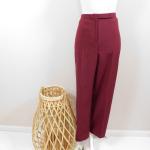 Pantalons taille haute rouge bordeaux look vintage 